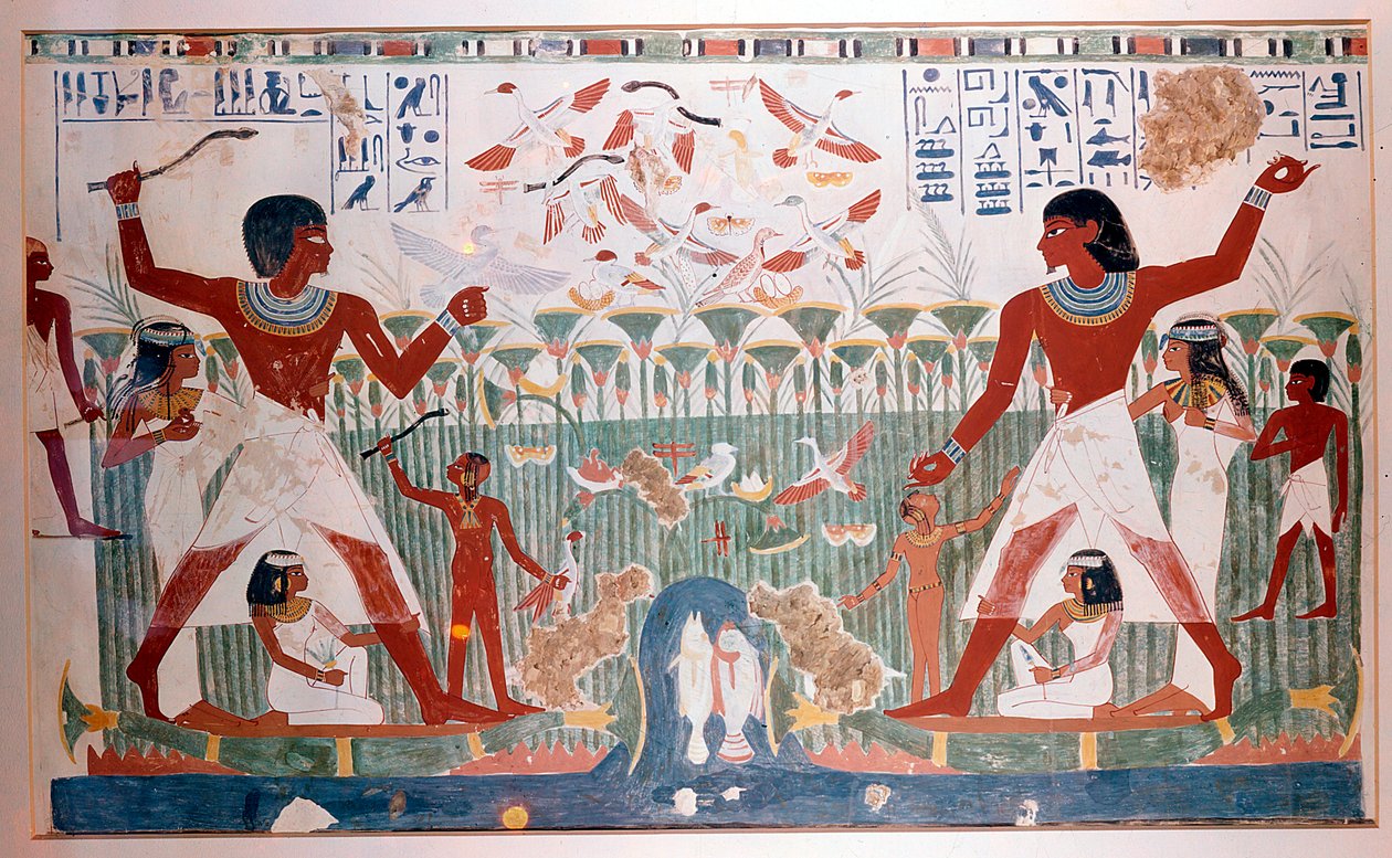 Les anciens Égyptiens chassant les oiseaux sauvages avec des bâtons de jet - Unbekannt