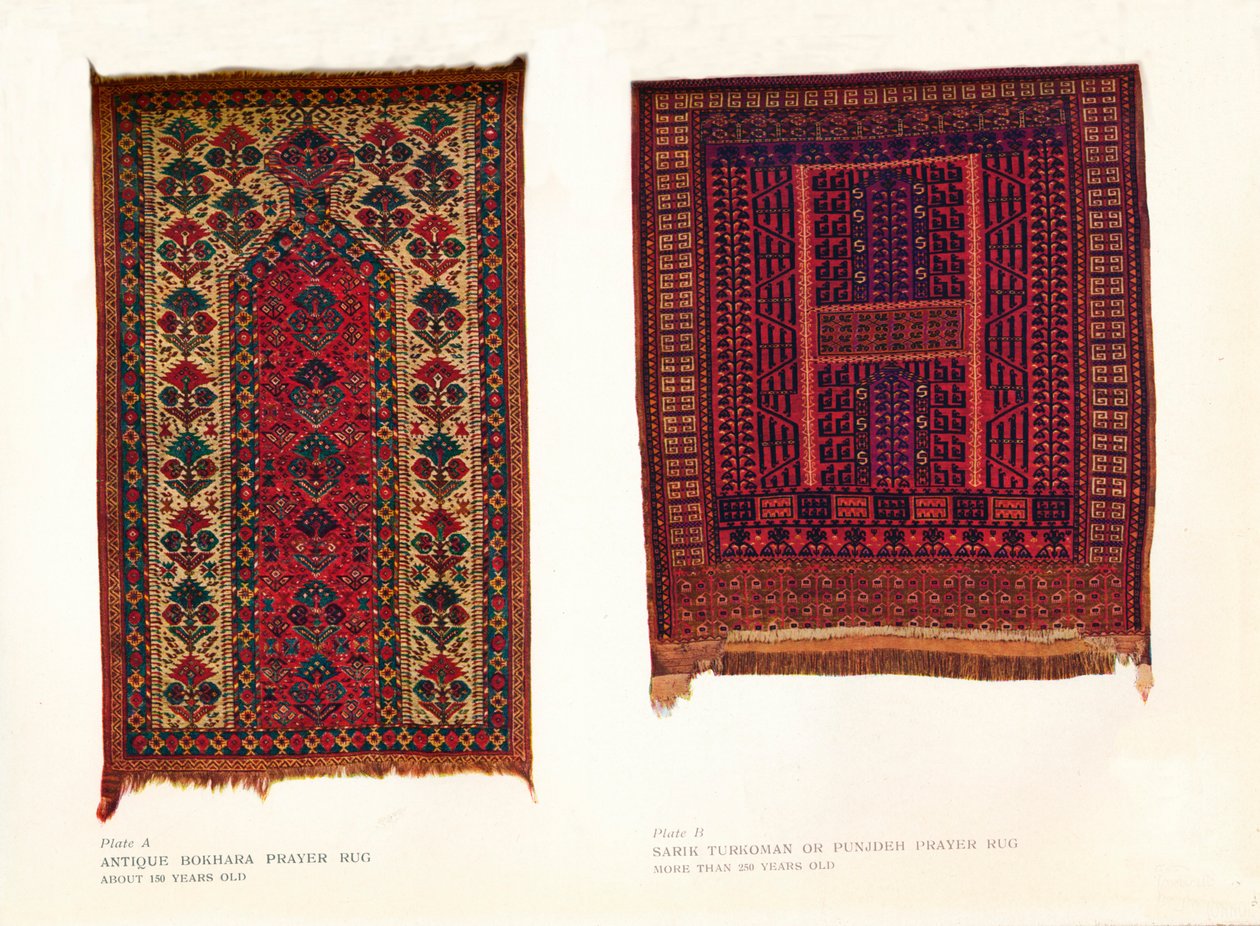 Tapis de prière antique de Boukhara et tapis de prière Sarik Turkoman ou Punjdeh, vers 1920 - Unbekannt