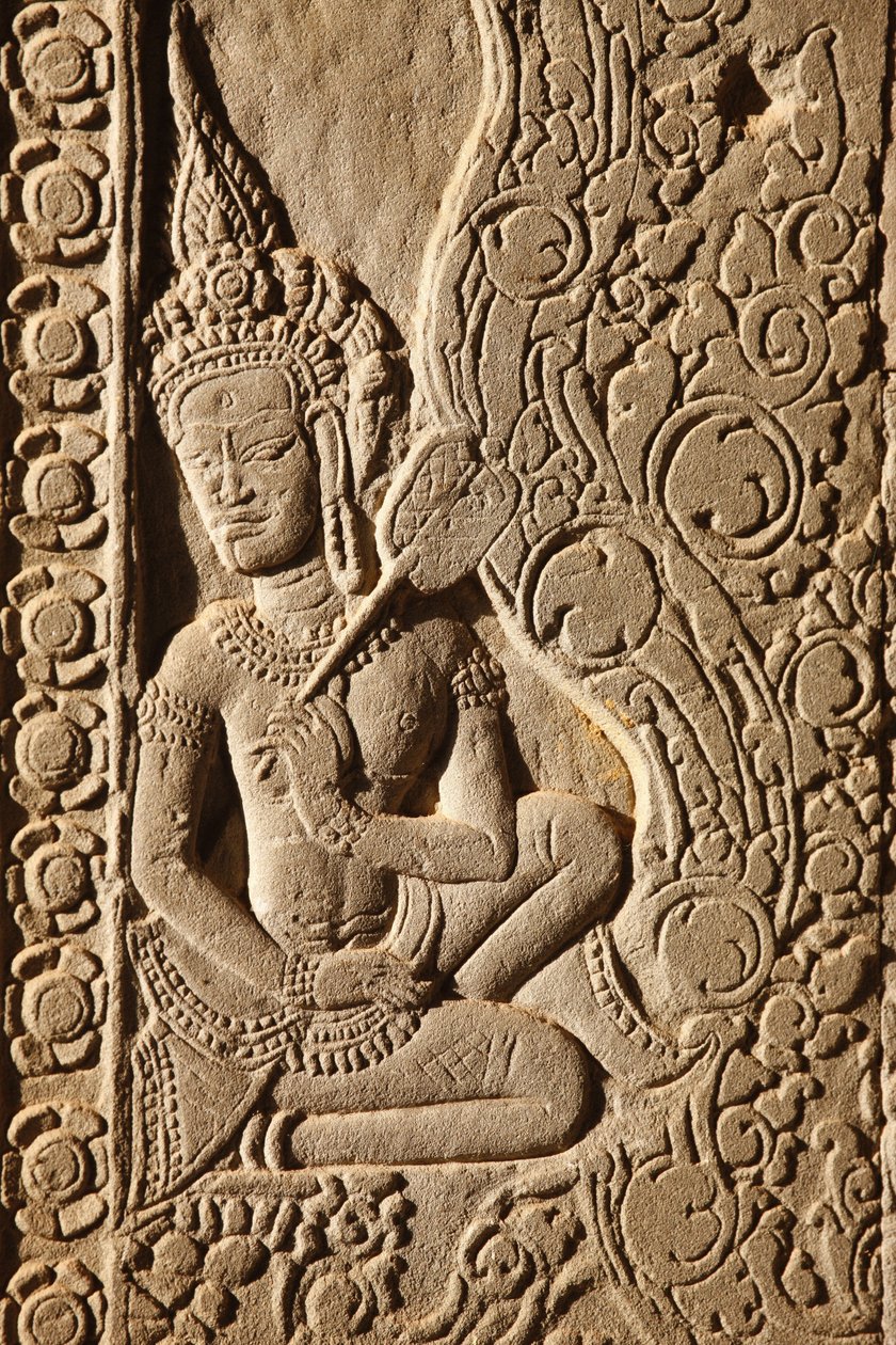 Sculpture de danseuse Apsara à Angkor Wat, Siem Reap, Cambodge - Unbekannt