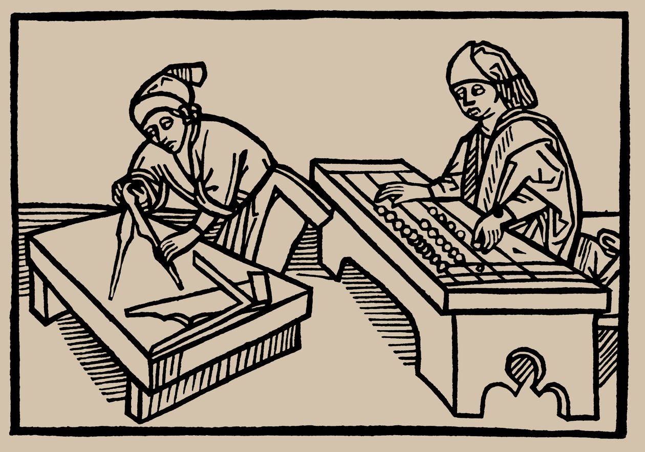 Arithmétique et Géométrie. Du Speculum Vitae Humanae par Rodericus Zamorensis, 1479 - Unbekannt