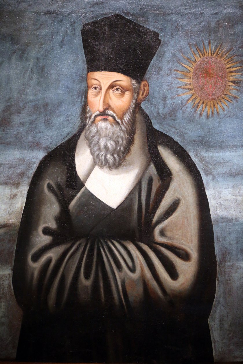Musée des civilisations asiatiques. Christianisme en Asie : Art sacré et splendeur visuelle. Portrait de Matteo Ricci (un jésuite italien qui a passé la majeure partie de sa vie à apporter le christianisme en Chine). Emmanuele Pereira (You Wenhui) - Unbekannt