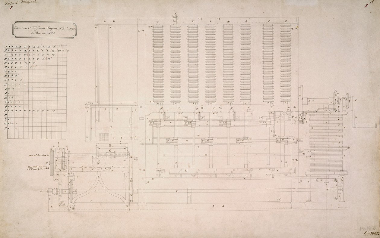 Moteurs de Babbage, vue latérale du moteur différentiel n° 2 - Unbekannt