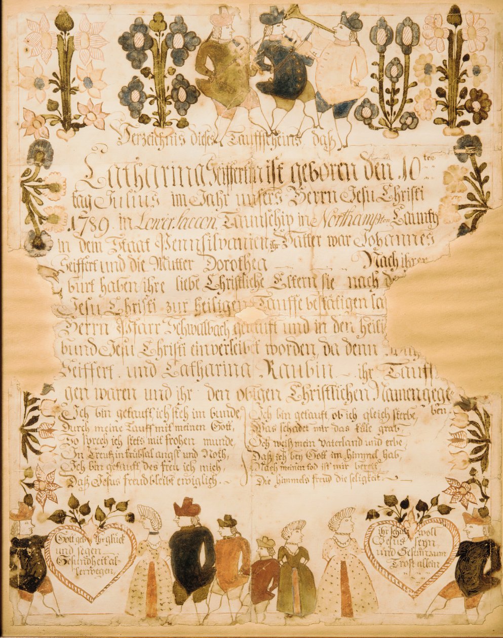 Certificat de naissance et de baptême, 1789 - Unbekannt