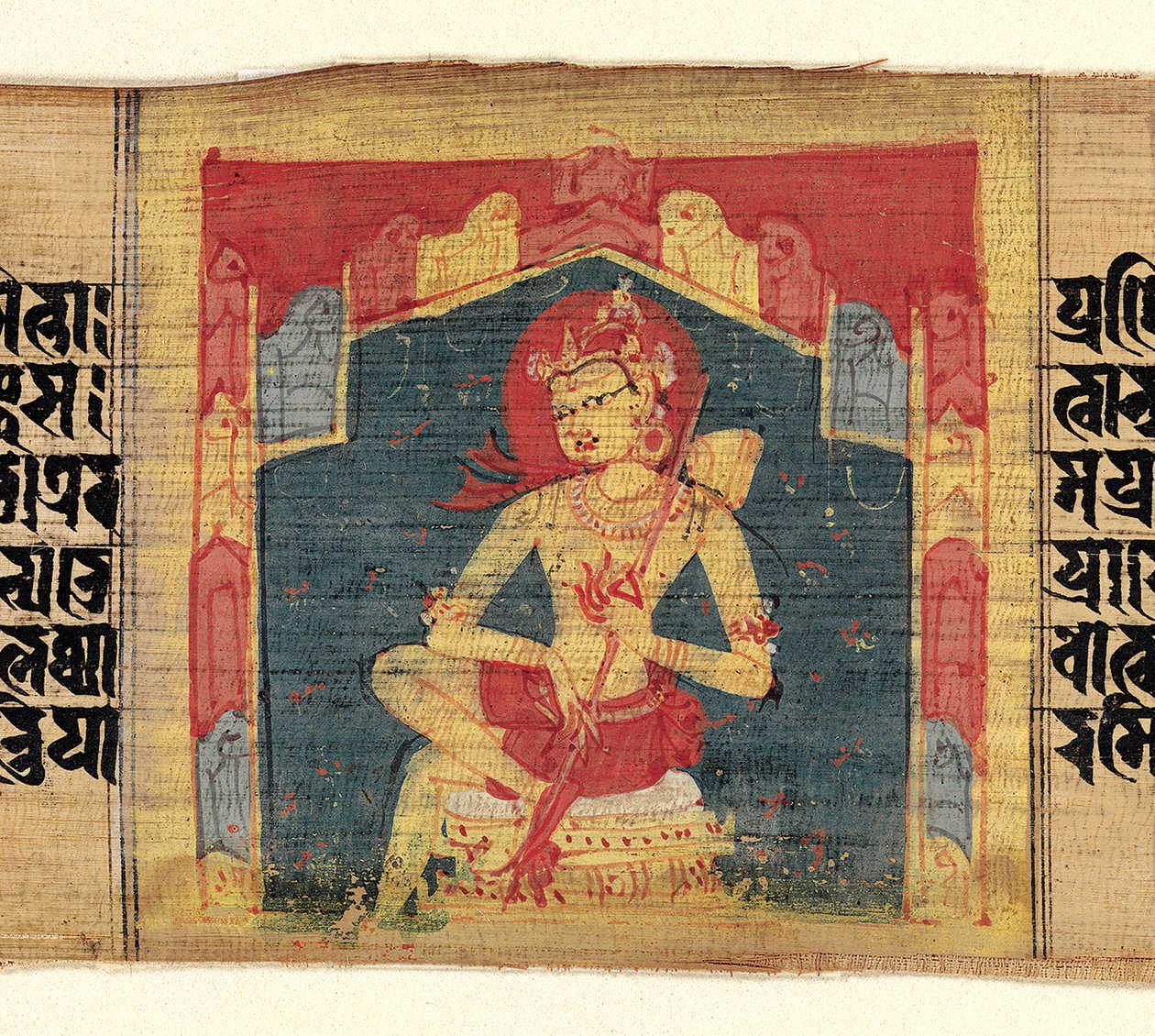 Bodhisattva dans une grotte de montagne, jouant d