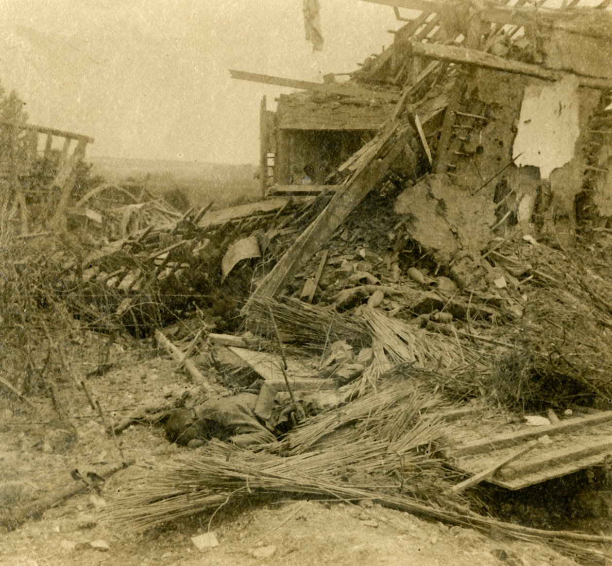 Bâtiment bombardé, corps d