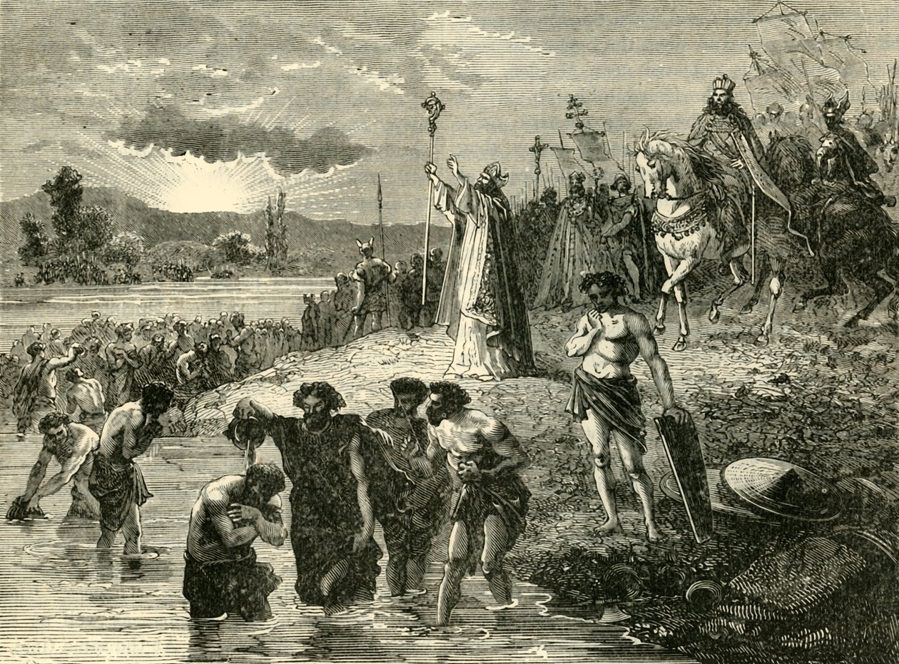 Charlemagne faisant baptiser les Saxons dans la Weser, 782 après J.-C. 1890 - Unbekannt