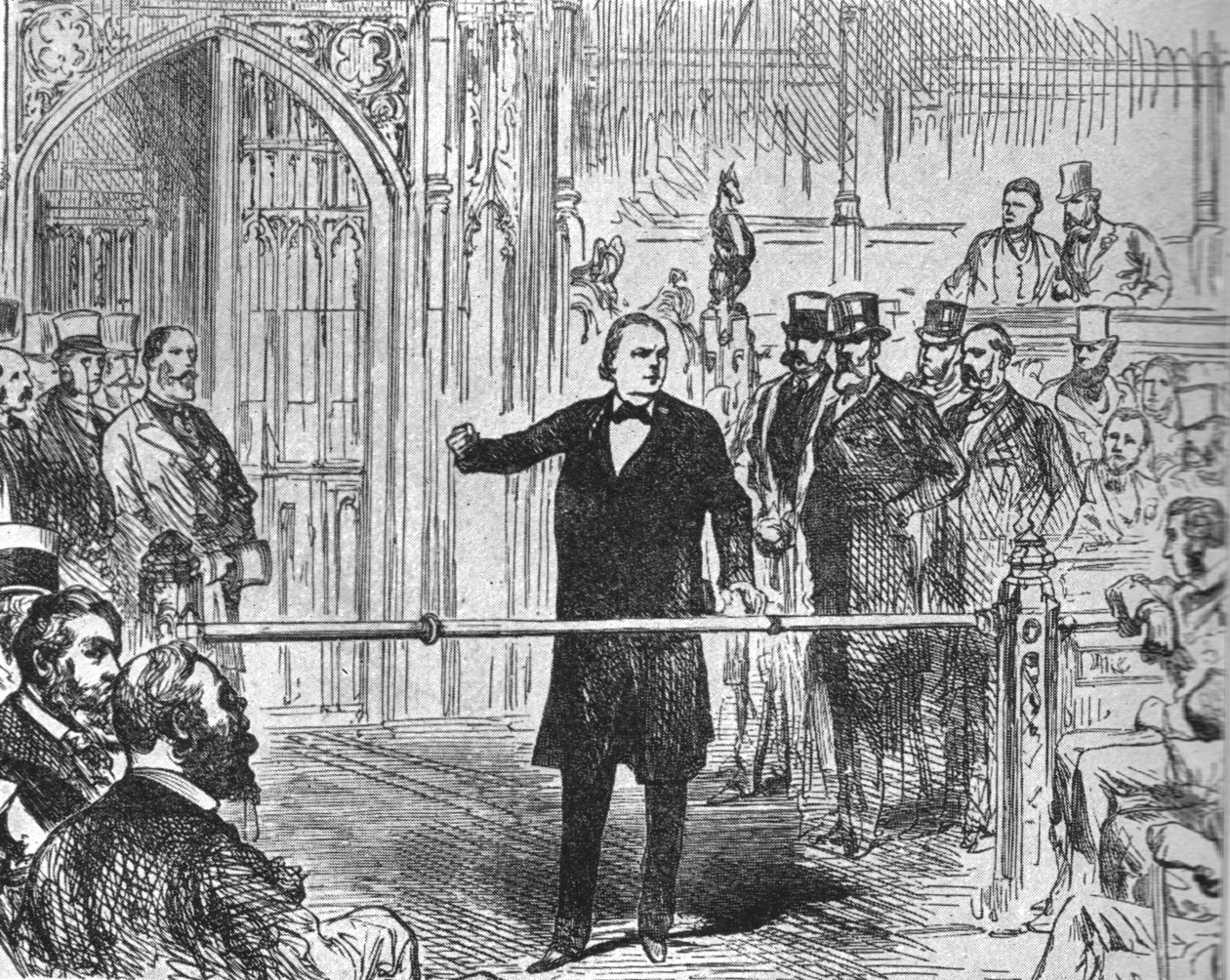 Charles Bradlaugh revendiquant le droit de faire l