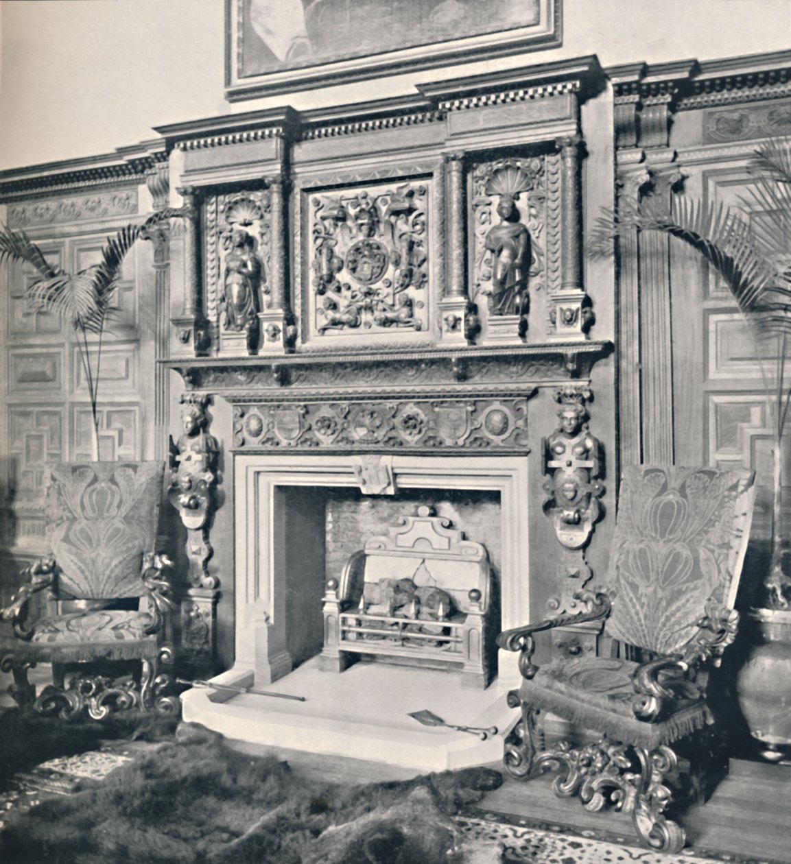 Cheminée dans la grande salle, Castle Ashby, Northampton, 1927 - Unbekannt