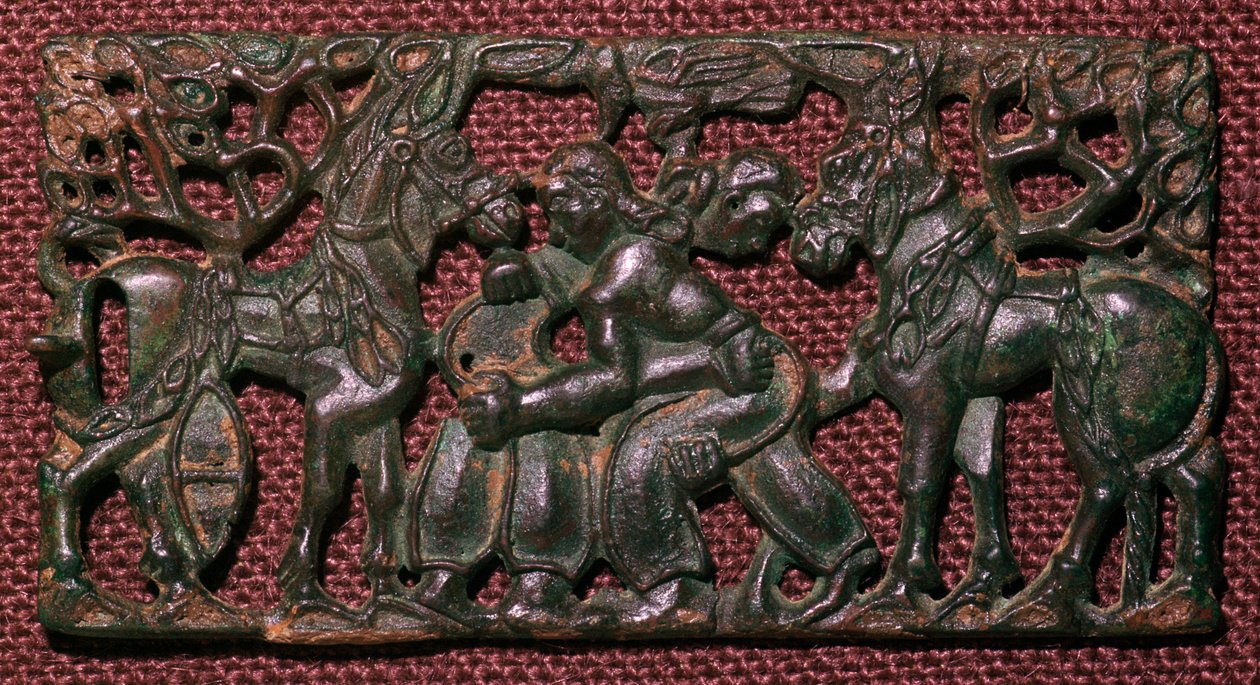 Plaque de harnais en bronze chinois de lutteurs, 5e siècle av. J.-C. - Unbekannt