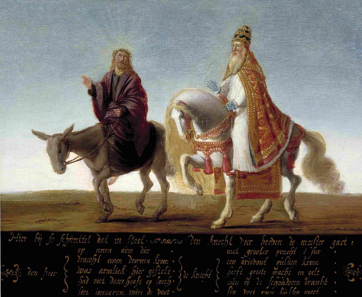 Christ sur un âne, le pape à cheval - Unbekannt