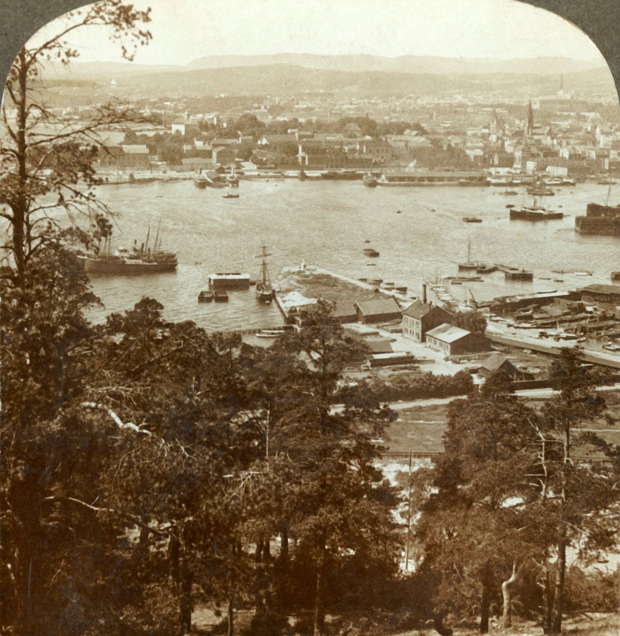 Christiania et son port animé, N.W. depuis le palais royal d