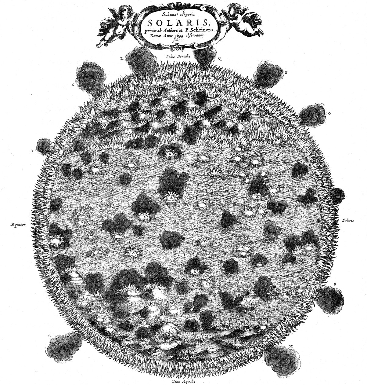 Illustration de Christopher Scheiner de son idée de la surface du soleil, 1635 - Unbekannt