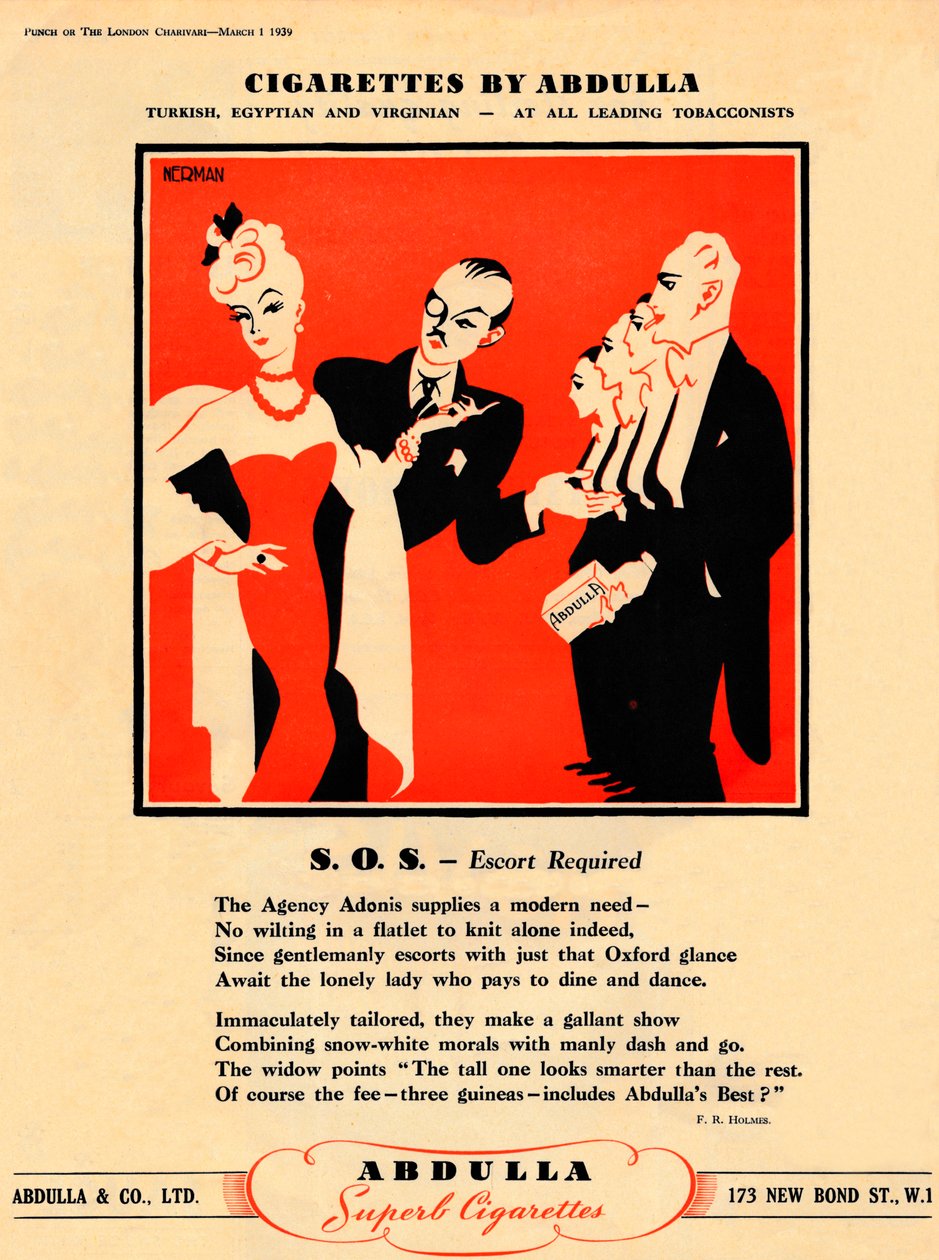 Cigarettes par Abdulla - S.O.S. - Escorte requise, 1939 - Unbekannt