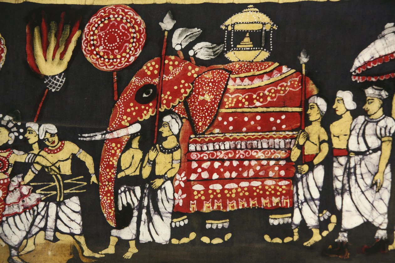 Impression sur tissu représentant le pèlerinage de la relique de la dent sacrée de Bouddha à Kandy, Sri Lanka Paris France - Unbekannt