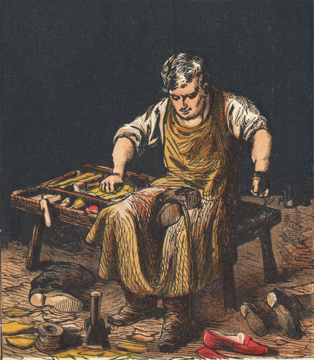 Cordonnier réparant des bottes, 1867 - Unbekannt