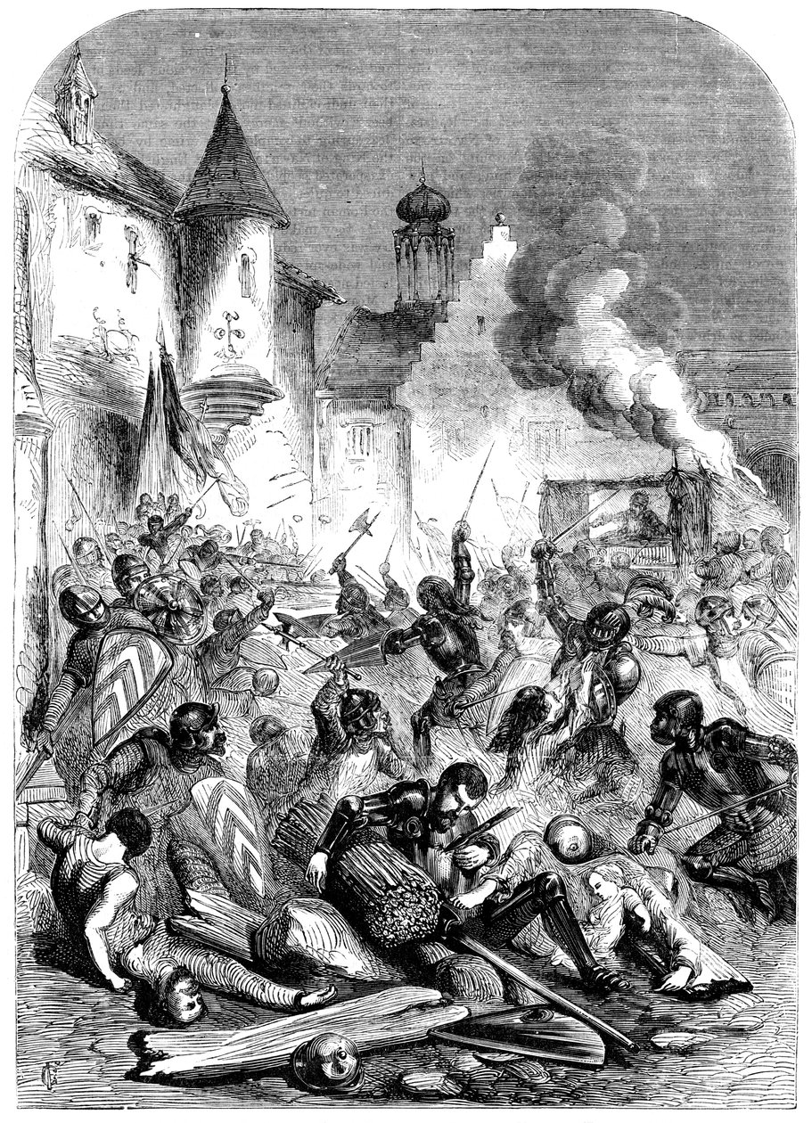 Combat entre chevaliers anglais et français sur une place à Limoges - Unbekannt
