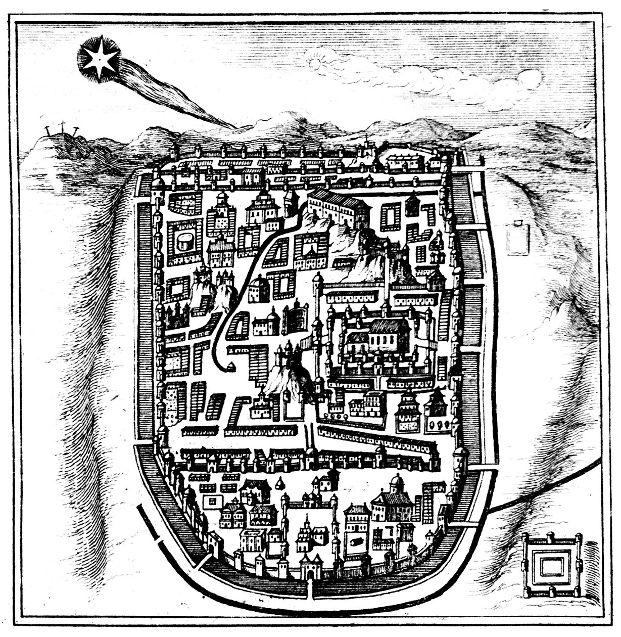 Comète de 66 après J.-C. Halley sur Jérusalem, 1666 - Unbekannt