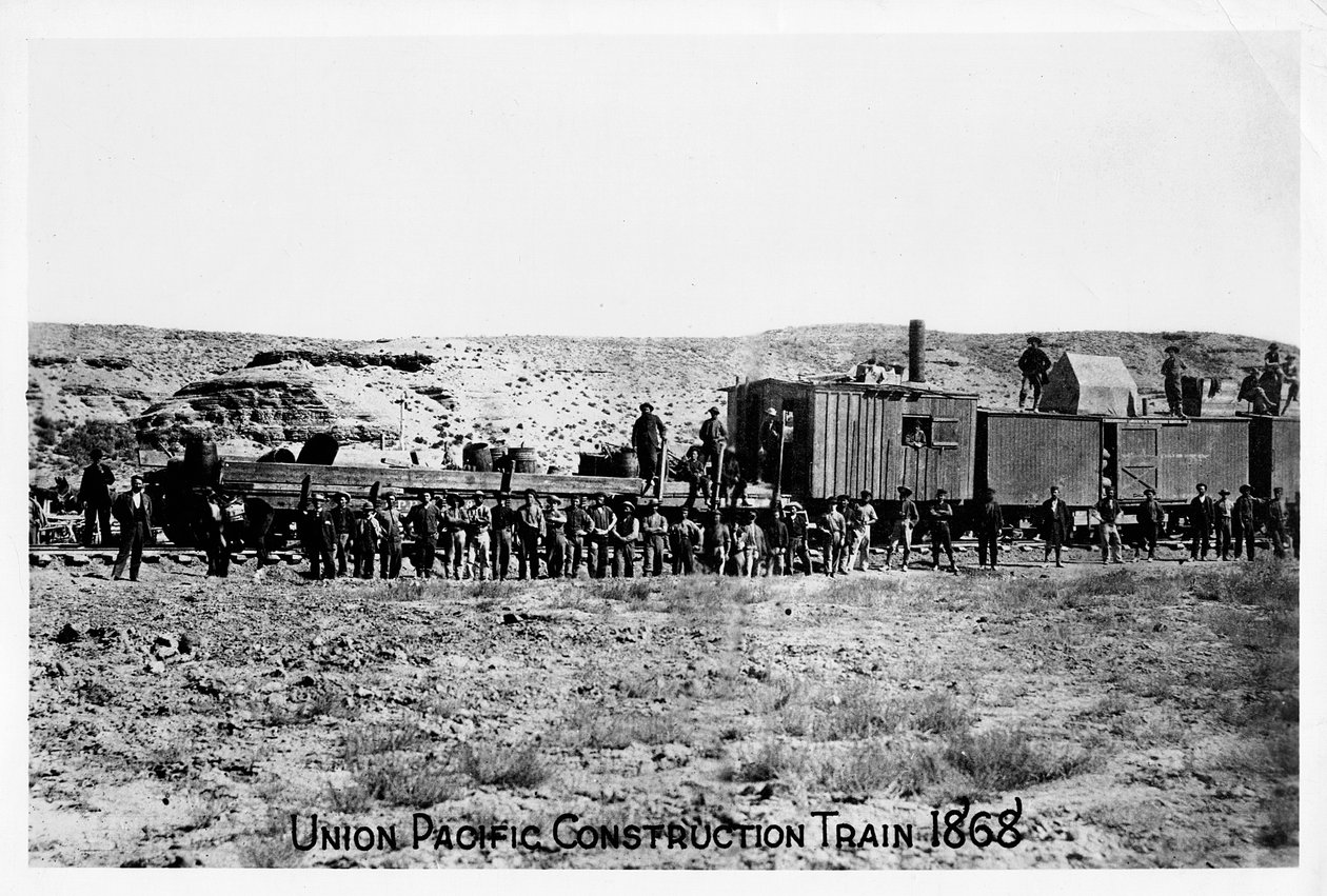 Train de construction sur le chemin de fer Union Pacific, USA, 1868 - Unbekannt