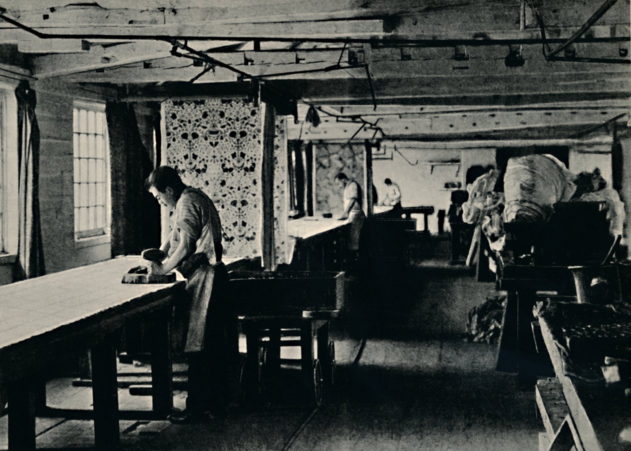 Impression de coton aux ateliers de Merton Abbey, vers 1884 - Unbekannt