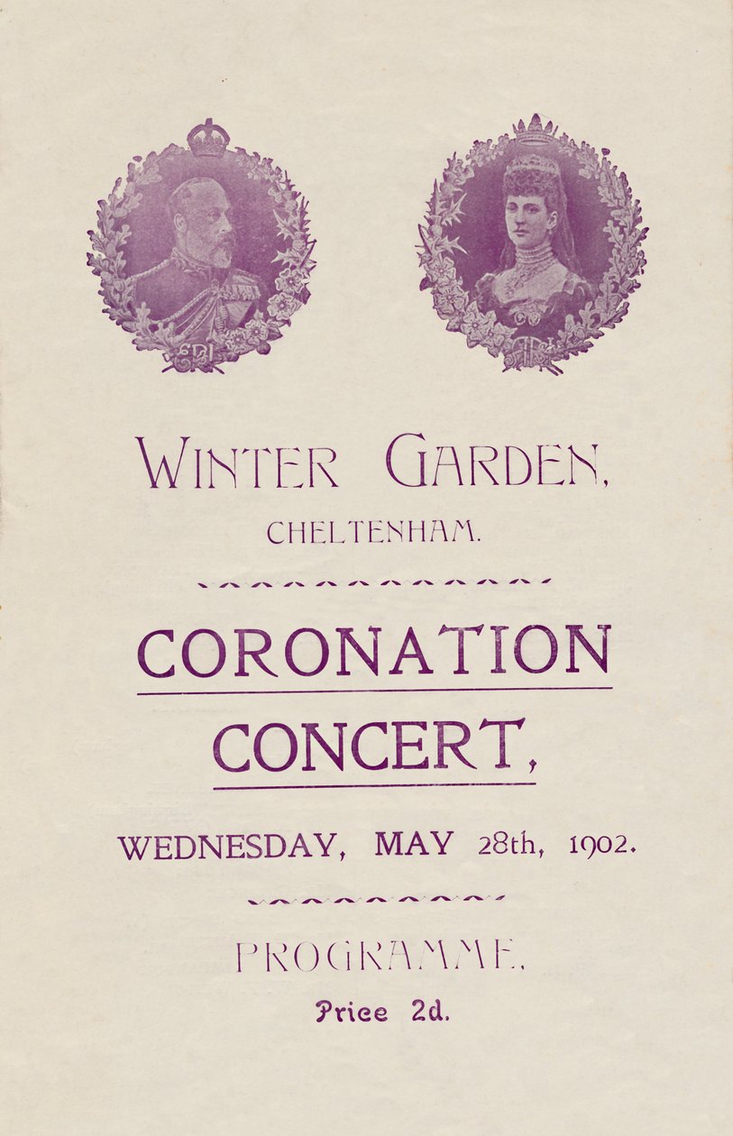 Couverture du programme pour un concert de couronnement au Winter Garden, Cheltenham, 1902 - Unbekannt