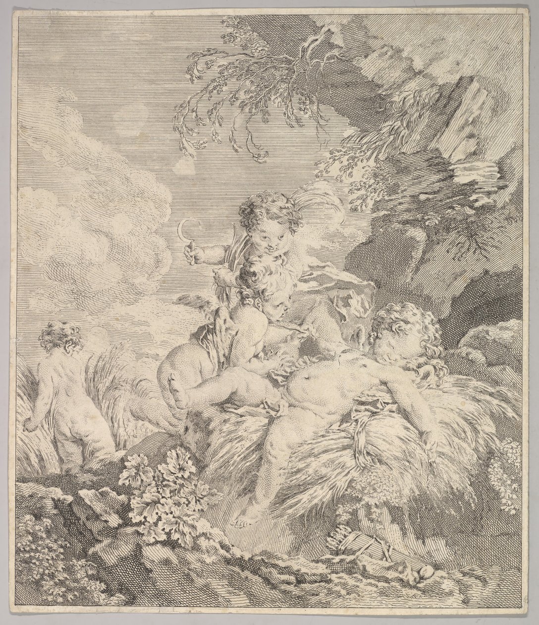 Cupidons se chatouillant, 18ème siècle - Unbekannt