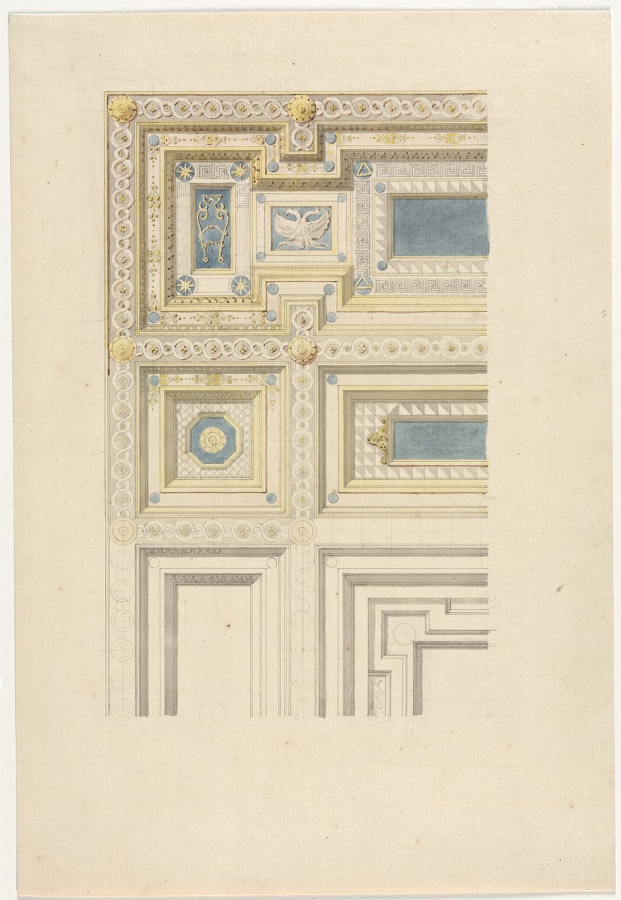 Conception pour plafond ornemental, 19e siècle - Unbekannt