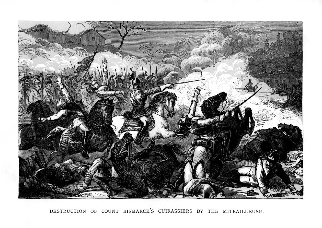 Destruction des cuirassiers du comte Bismarck par la mitrailleuse, c1870, 1875 - Unbekannt