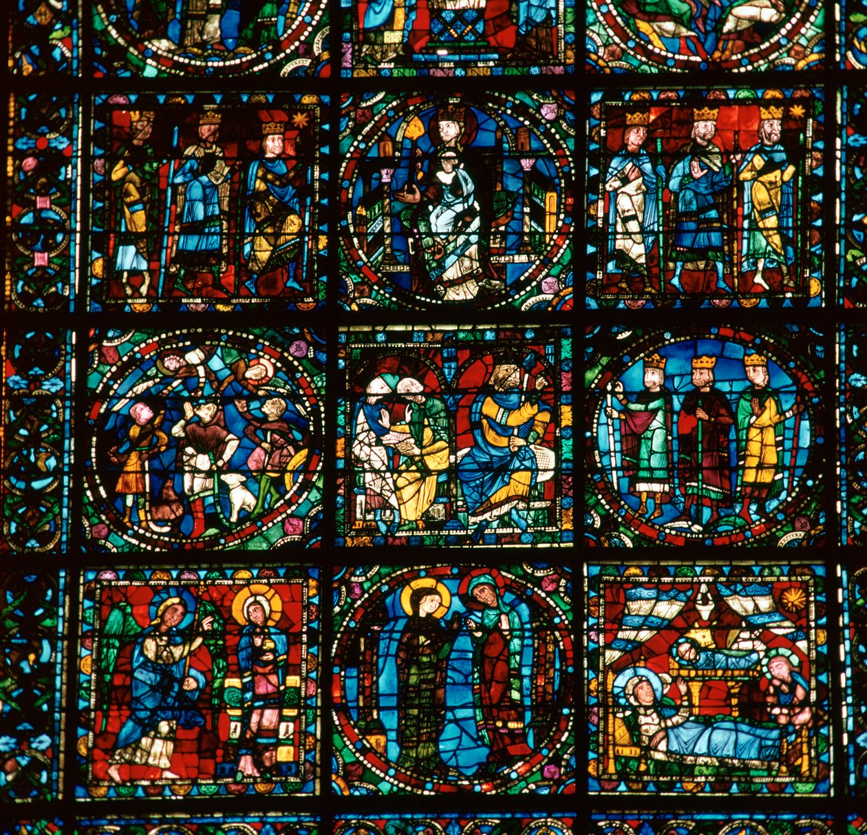 (détail) de la grande fenêtre ouest de la cathédrale de Chartres, 12ème siècle - Unbekannt