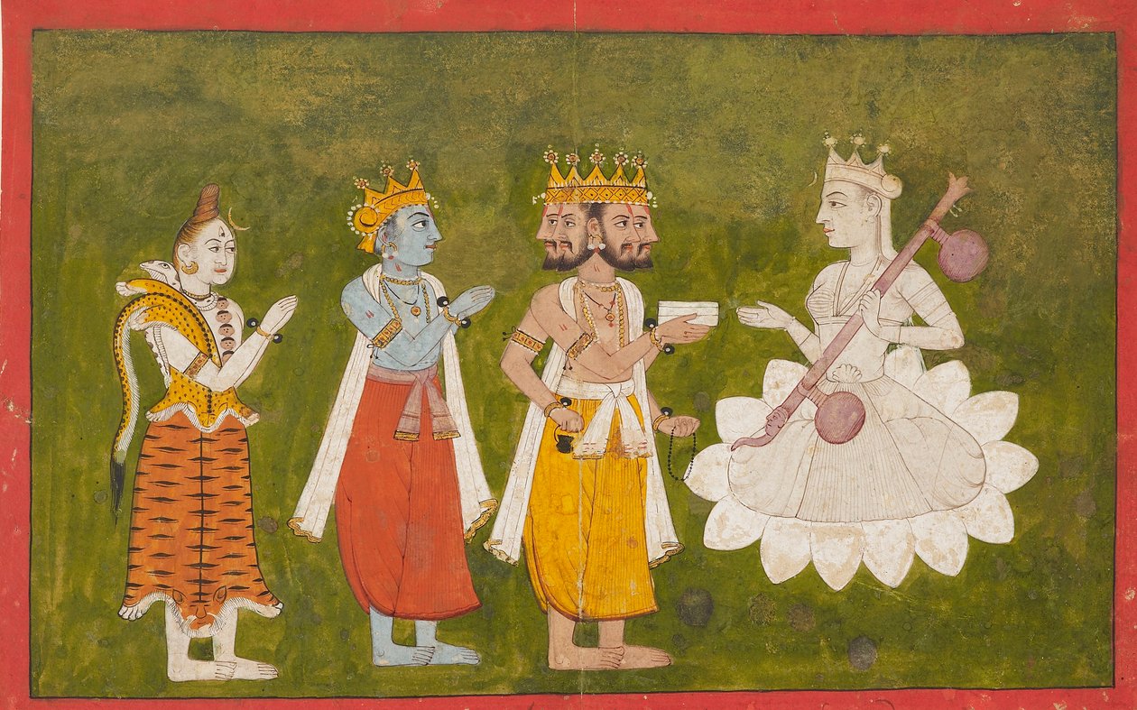 Dévi vénérée par Brahma, Vishnu et Shiva, vers 1710 - Unbekannt