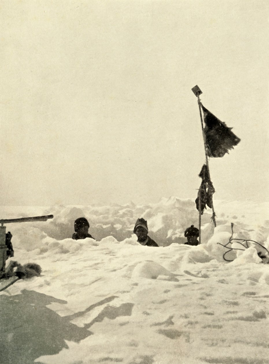 Creuser pour déterminer la profondeur de la neige couvrant un dépôt, vers 1908, 1909 - Unbekannt
