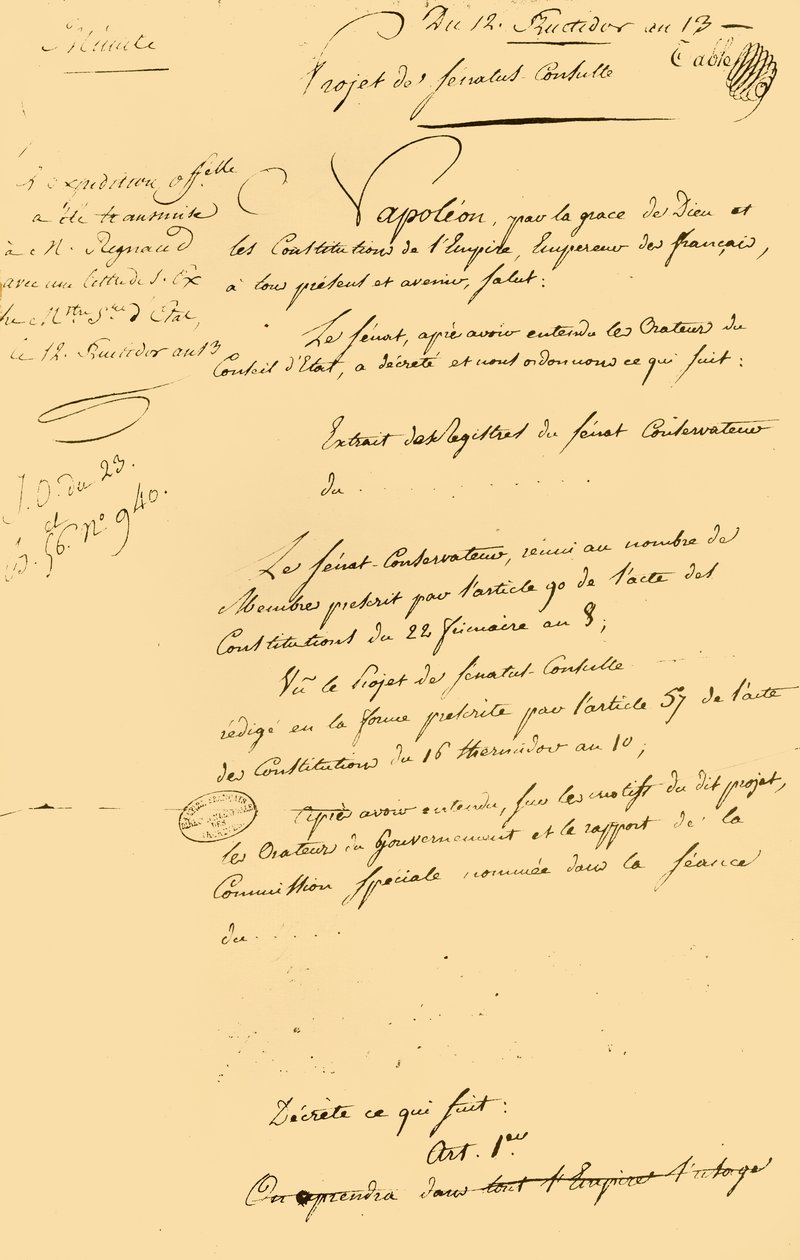 Projet de...réétablissement du calendrier grégorien, 29 août 1805, 1921 - Unbekannt