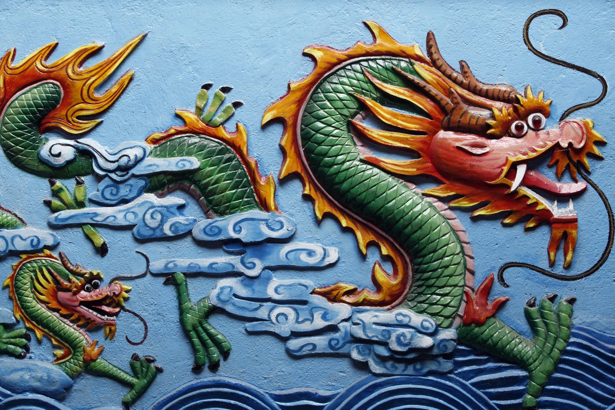 Sculpture de dragon dans un temple chinois Phnom Penh Cambodge - Unbekannt