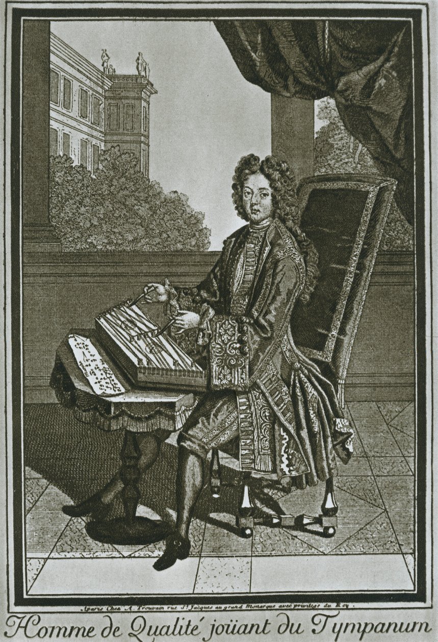Tympanon dulcimer, gravure française du XVIIe siècle, 1948 - Unbekannt