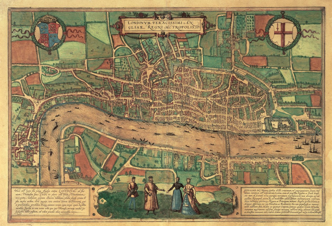 Première carte imprimée de Londres, 1574 - Unbekannt