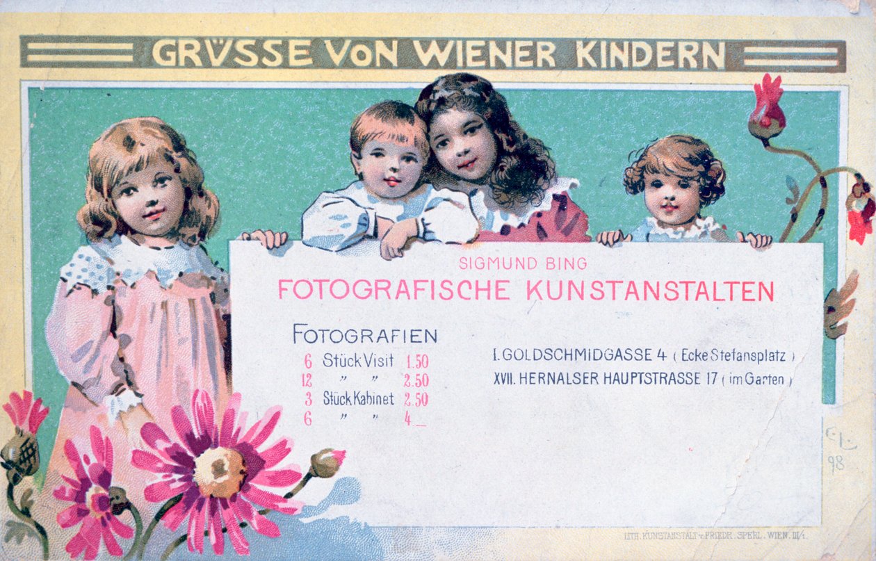 Carte publicitaire des premiers photographes viennois - Unbekannt