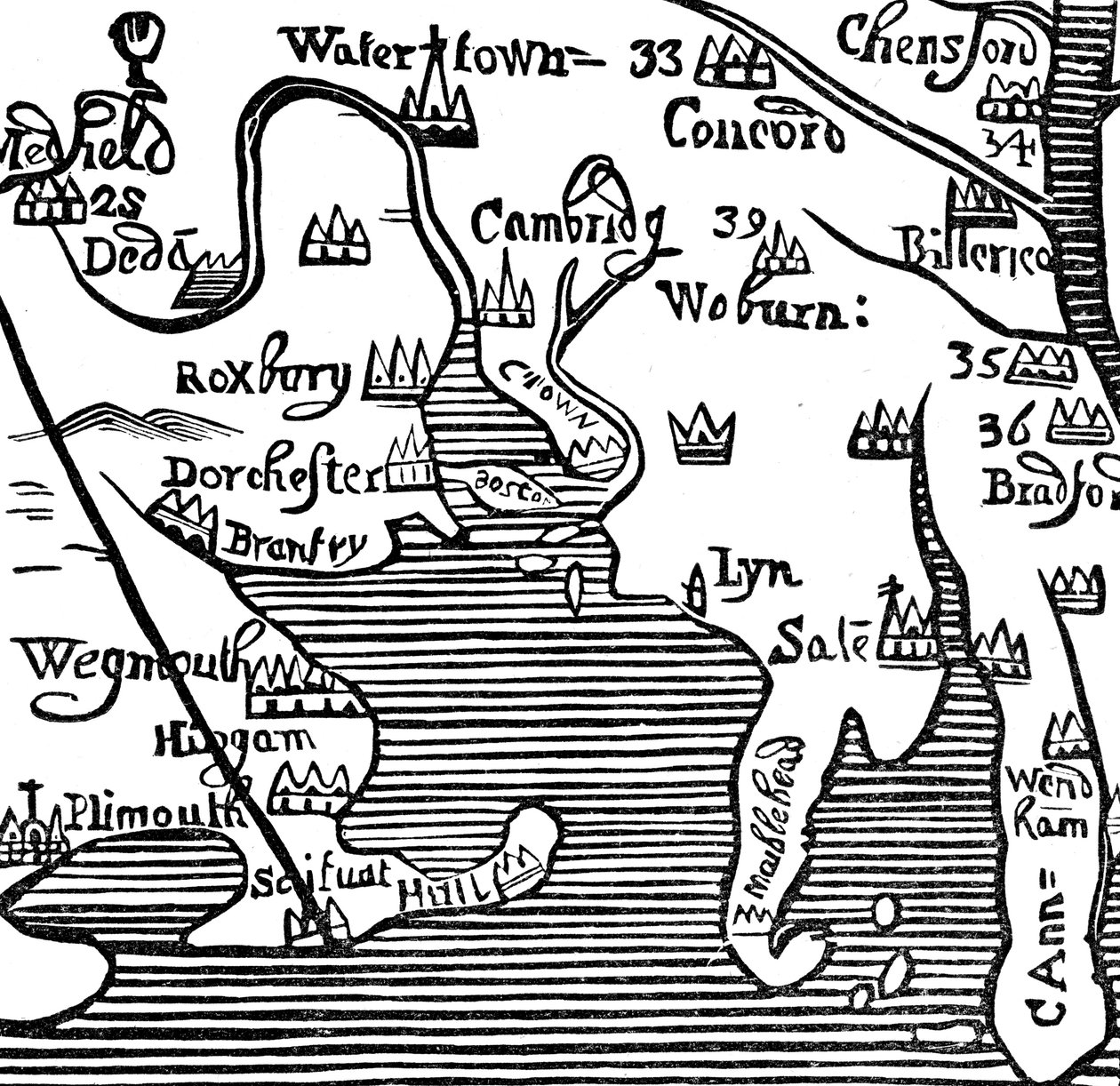 Carte ancienne de la baie du Massachusetts, USA - Unbekannt