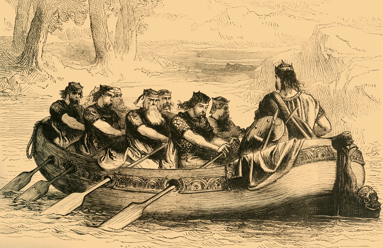 Edgar le Pacifique étant ramé sur la rivière Dee par huit princes tributaires, vers 1890 - Unbekannt