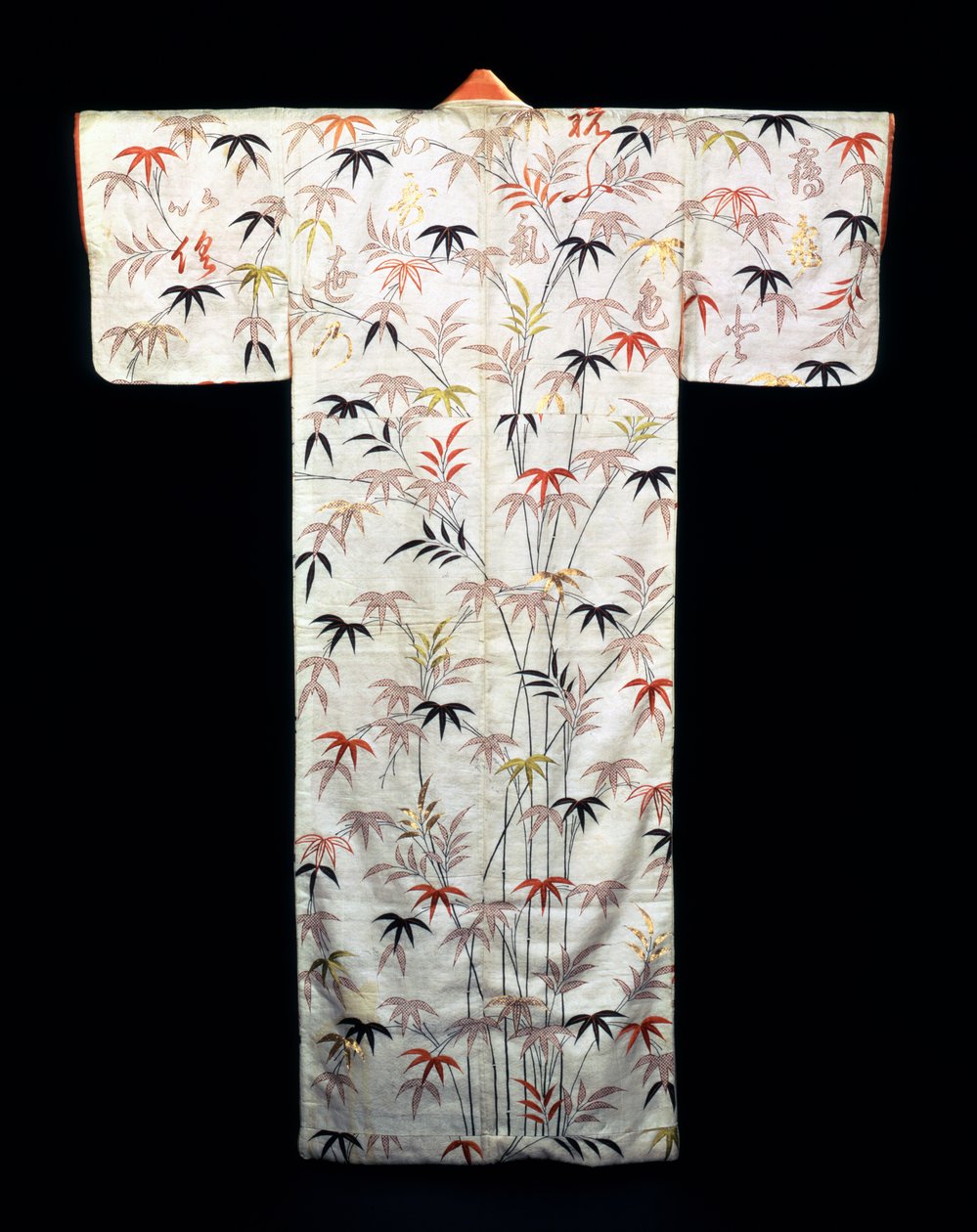 Kimono de dame en satin blanc brodé, japonais, période Edo, 1600-1867 - Unbekannt