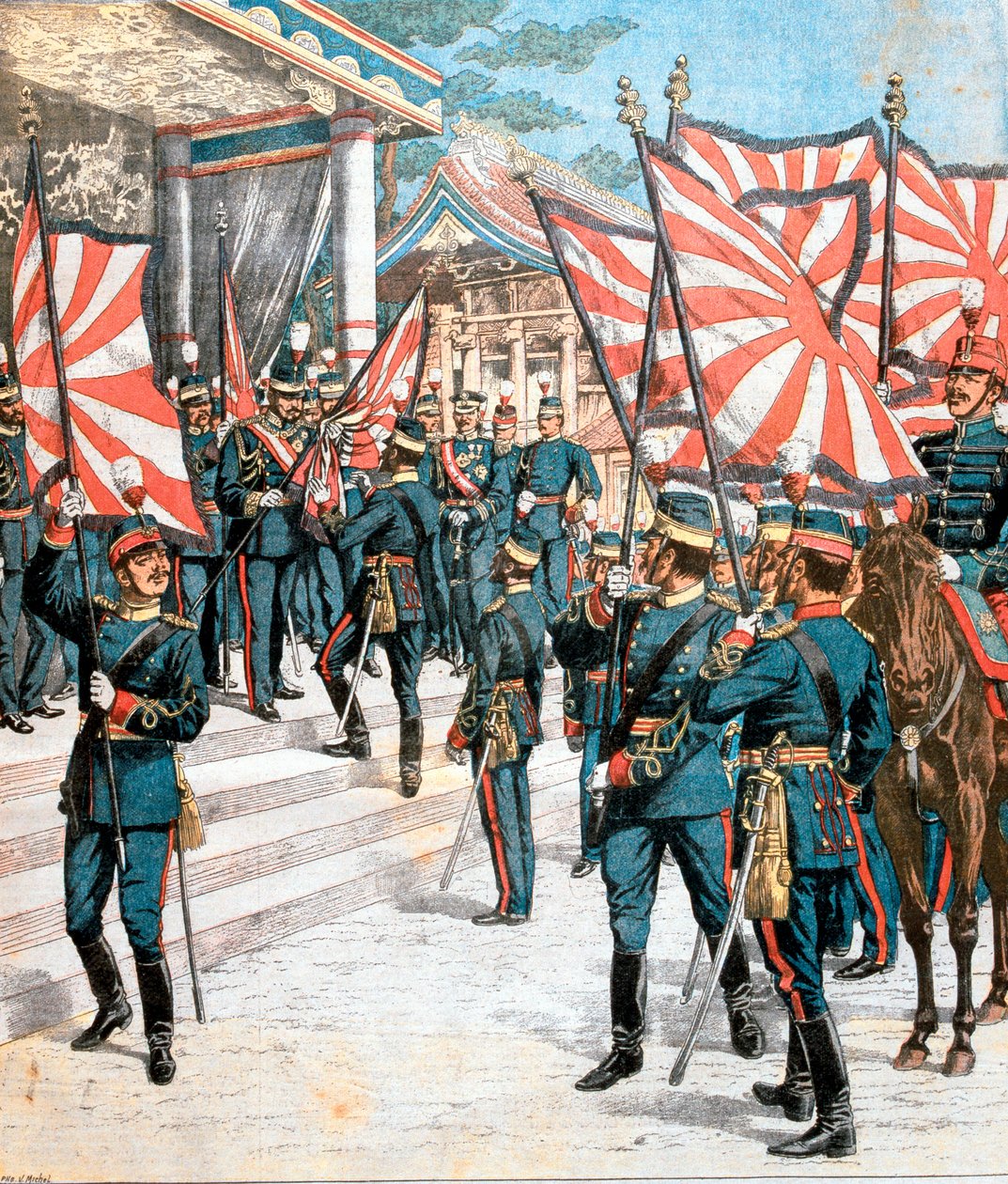 Empereur du Japon présentant des couleurs aux régiments japonais, 1904 - Unbekannt