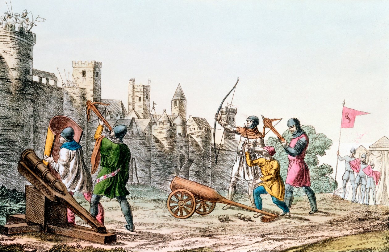 Troupes anglaises attaquant une ville française, Guerre de Cent Ans, 1337-1453, vers 1830 - Unbekannt