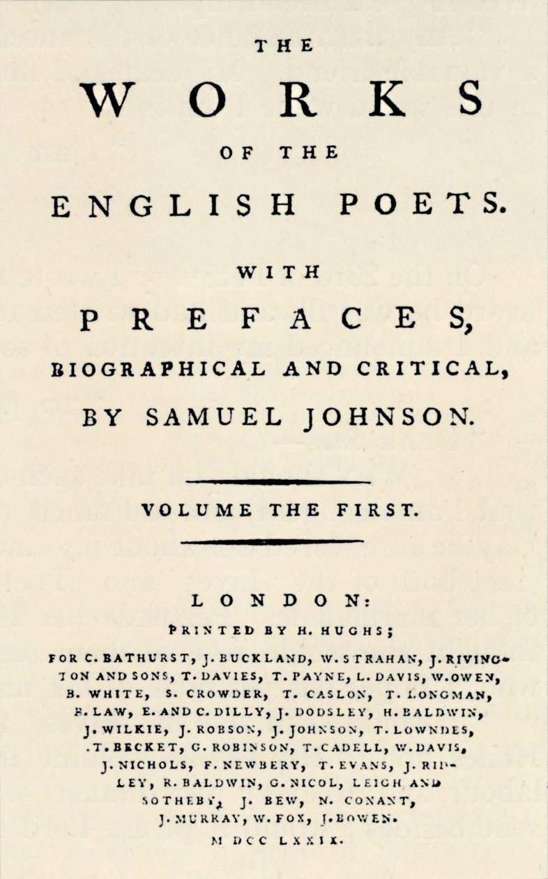 Fac-similé de la page de titre de la première édition des Œuvres des poètes anglais, contenant Johnson - Unbekannt