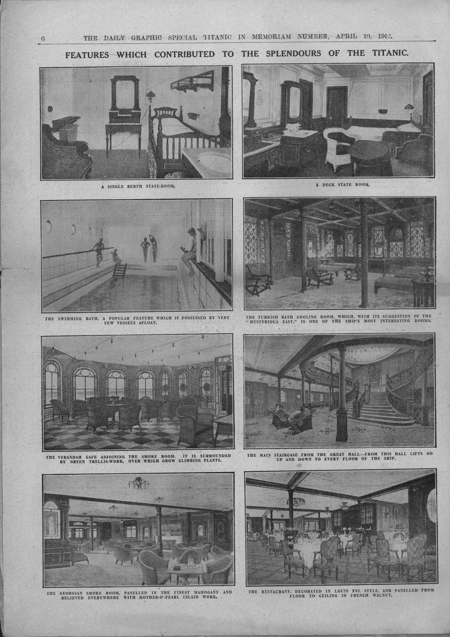 Caractéristiques qui ont contribué aux splendeurs du Titanic, 20 avril 1912 - Unbekannt
