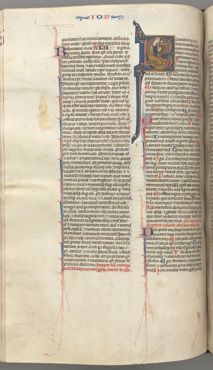 Fol. 214v, Psaume 1, initiale historiée 8, David jouant de la harpe, vers 1275-1300 - Unbekannt