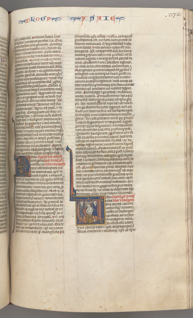 Fol. 273r, Isaïe, initiale historiée V, le martyre d