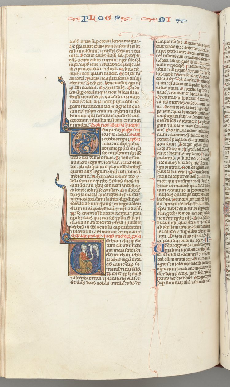 Fol. 358v, Michée, initiale historiée V, Michée agenouillé, buste de Dieu au-dessus, vers 1275-1300 - Unbekannt