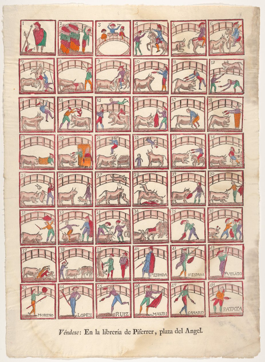 Quarante-huit vignettes de manœuvres de tauromachie et scènes de l
