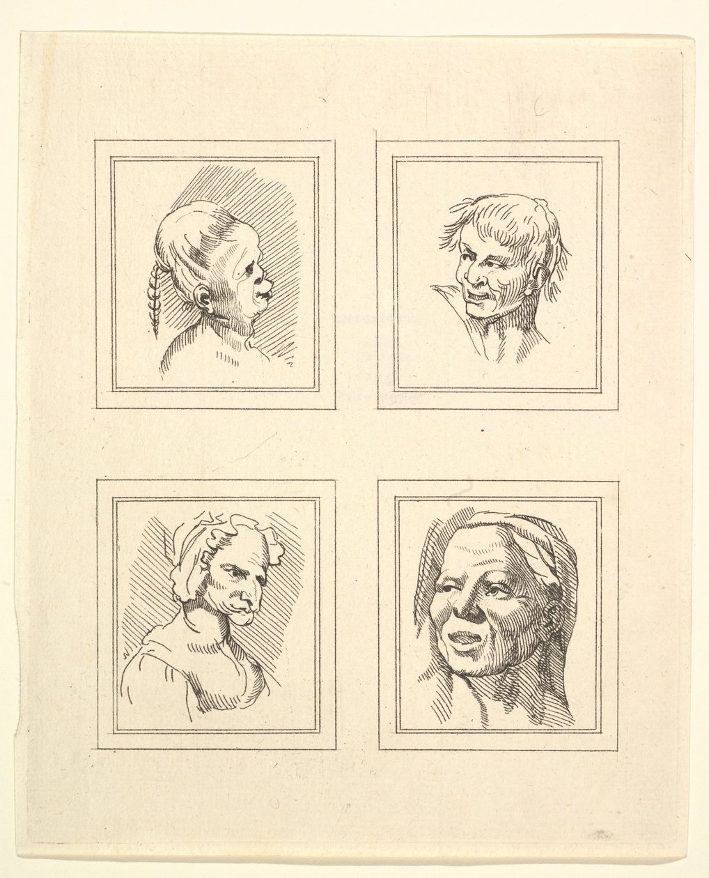 Quatre têtes de Caricatures par Léonard de Vinci, d