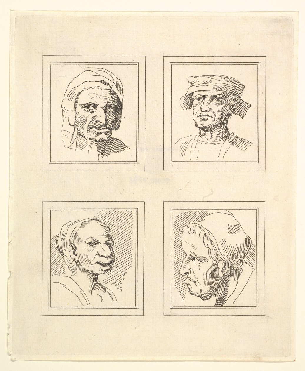 Quatre têtes de caricatures par Léonard de Vinci, d