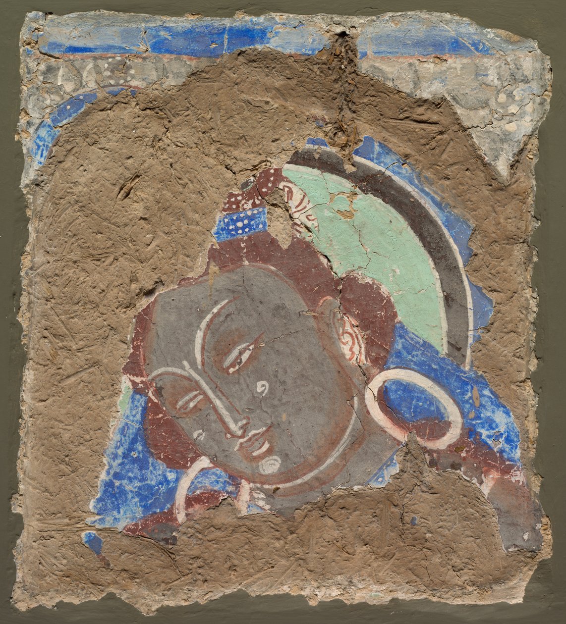 Fragment avec une tête de Bodhisattva, 600-650 - Unbekannt