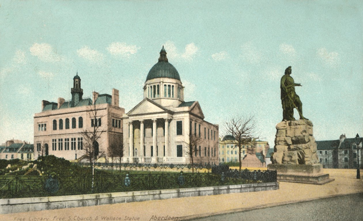 Bibliothèque libre, église libre S et statue de Wallace - Aberdeen, années 1900 - Unbekannt